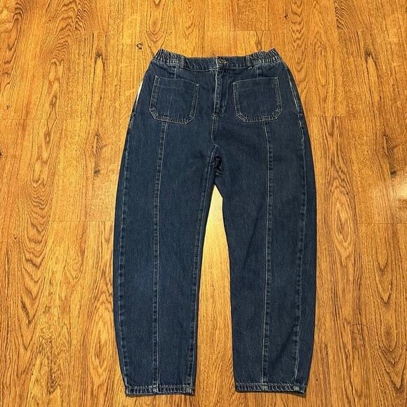Zara blue denim front pockets size 8 harem pants jeans trendy - Picture 2 of 8